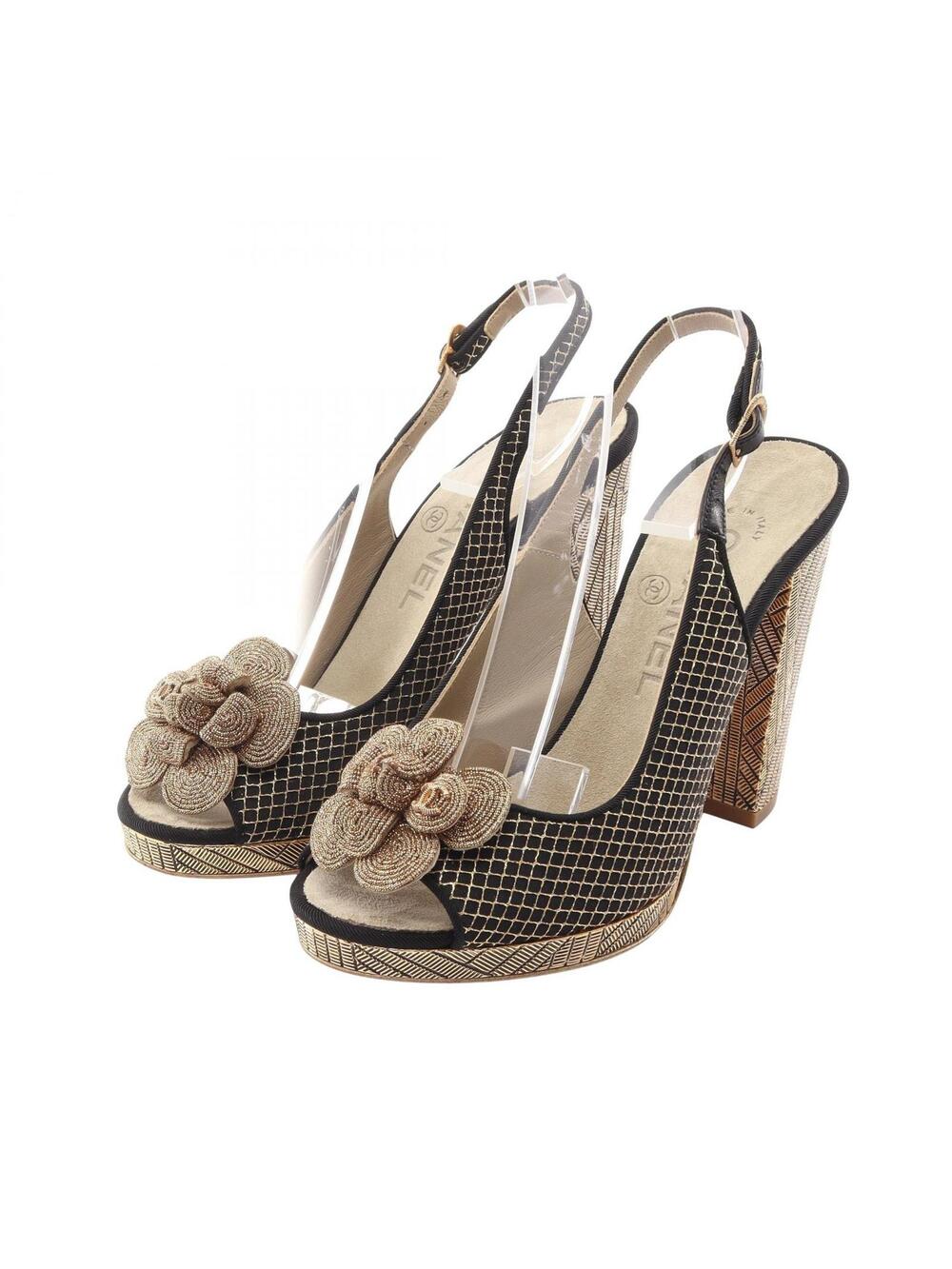 Chanel Camellia Open Toe Mule Heels #35 #339387C51B
